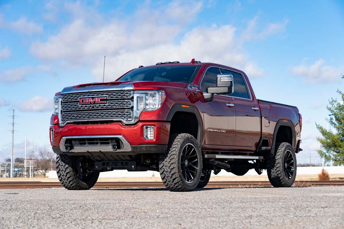 GMC Sierra 2500 HD Tow Hook to Shackle Conversion Kit - Front - Rough Country - D-Ring Combo - Black - '20-'24